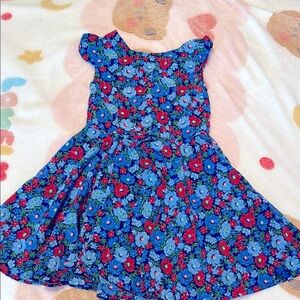 Floral Blue and Red Kids Dress
